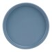 A close-up of a Cal-Mil stone blue melamine plate with a raised rim.