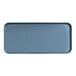 A rectangular blue tray with a black rim.