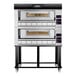 A Moretti Forni P110G Liquid Propane Double Deck Oven on wheels.
