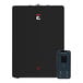 A black rectangular Eccotemp water tank with a red and white logo on it.
