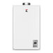 A white rectangular Eccotemp liquid propane tankless water heater with a square object on it.