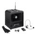 A black AmpliVox Mega Hailer portable sound system with a wireless microphone and headset.
