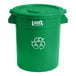 A green Lavex recycling can with a green lid.