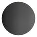 A close-up of a black circle with a white border.