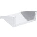 An Advance Tabco stainless steel wall mount shelf for a microwave.