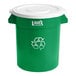 A green Lavex recycling can with a white lid.