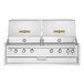 A stainless steel Crown Verity built-in grill with two roll domes over the burners.