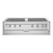 A stainless steel Crown Verity built-in grill with four burners and knobs.