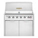 A stainless steel Crown Verity modular grill with knobs and drawers.