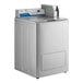 A white commercial top load washer with buttons and a screen.