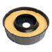 A black circular container with a black wax ring inside.