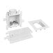 A white Oatey MODA PEX lavatory outlet box with two silver connectors.