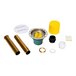 An Oatey cast iron tub drain kit with a stainless steel and gold tube.