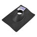A black plastic Oatey Flex-Flash roof flashing with a hole in the middle.