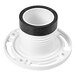 A white and black plastic Oatey Twist-N-Set water closet flange with a ring.