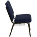 Flash Furniture FD-CH0221-4-GV-S0810-BAS-GG Navy Blue Dot Patterned 21 inch Extra Wide Church Chair with Communion Cup Book Rack - Gold Vein Frame