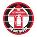 A red and black Superior Mark "Fire Extinguisher Do Not Block" floor sign.