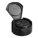 A black round plastic lid with 5 holes.
