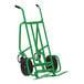 A green Valley Craft mini pallet truck with black wheels.