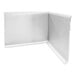 A white aluminum 2-piece outside corner cove base with 5-inch sides.