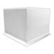 A white aluminum 2-piece outside corner cove base with a 5-inch by 5-inch dimension.