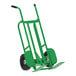 A green Valley Craft EZY-Tilt steel mini pallet truck with black wheels.