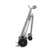 A close-up of a Valley Craft aluminum 4-wheel hand truck with pneumatic wheels.