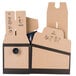 A group of brown and black cardboard boxes with a black and brown lid.