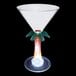 A customizable plastic martini glass with a palm tree stem and a white LED light.