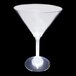 A clear plastic martini glass with a white LED light inside it.