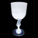 A clear plastic goblet with a guitar stem and white LED light inside.