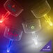 Three customizable plastic cactus stem margarita cups with white LED lights in different colors.