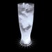 A customizable plastic pilsner cup with ice and a white LED light in it.