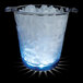 A bucket of ice with blue lights inside.