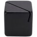 An American Metalcraft black acrylic cube card holder with a corner cut out.