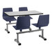 A National Public Seating cluster booth with navy seats at a white table.
