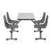 A National Public Seating Persian Blue Cluster Swivel Booth with Charcoal Seats and a Particleboard Core.
