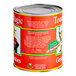 A Stanislaus Tomato Magic #10 can of ground peeled tomatoes with white text on it.