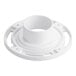 A white plastic Oatey water closet flange with a hole.