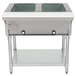 An Eagle Group stainless steel electric hot table with two rectangular wells on a counter.