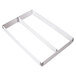 A white rectangular MFG Tray fiberglass pan extender with metal dividers. 