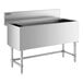 A Regency stainless steel underbar ice bin with a rectangular top and a drain.