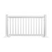 A white Mod-Traditional metal fence with metal posts.