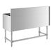 A stainless steel Regency underbar ice bin with metal legs.