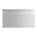 A white rectangular Regency Spec Line stainless steel underbar drainboard with holes in it.