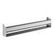 A stainless steel rectangular speed rail with two shelves.