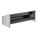 A black and silver stainless steel double tier speed rail.