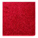 A close-up of a red shaggy carpet runner.