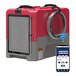 An AlorAir red and grey industrial dehumidifier with a pump and Wi-Fi capability.