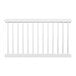 A white Mod-Traditional fence panel with metal bars.